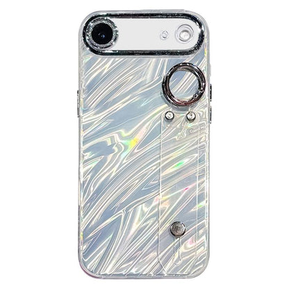 Plating Ripples Texture Wristband Holder TPU Phone Case with Lens Film, For iPhone 17 Pro Max, For iPhone 17 Pro, For iPhone 17, For iPhone Air, For iPhone 16 Pro Max, For iPhone 16 Pro, For iPhone 16 Plus, For iPhone 16