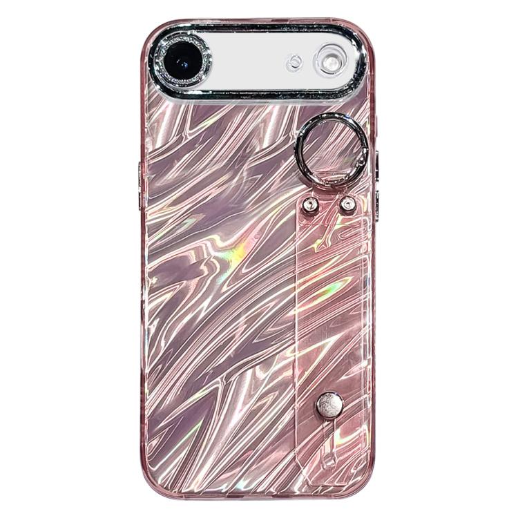 Plating Ripples Texture Wristband Holder TPU Phone Case with Lens Film, For iPhone 17 Pro Max, For iPhone 17 Pro, For iPhone 17, For iPhone Air, For iPhone 16 Pro Max, For iPhone 16 Pro, For iPhone 16 Plus, For iPhone 16