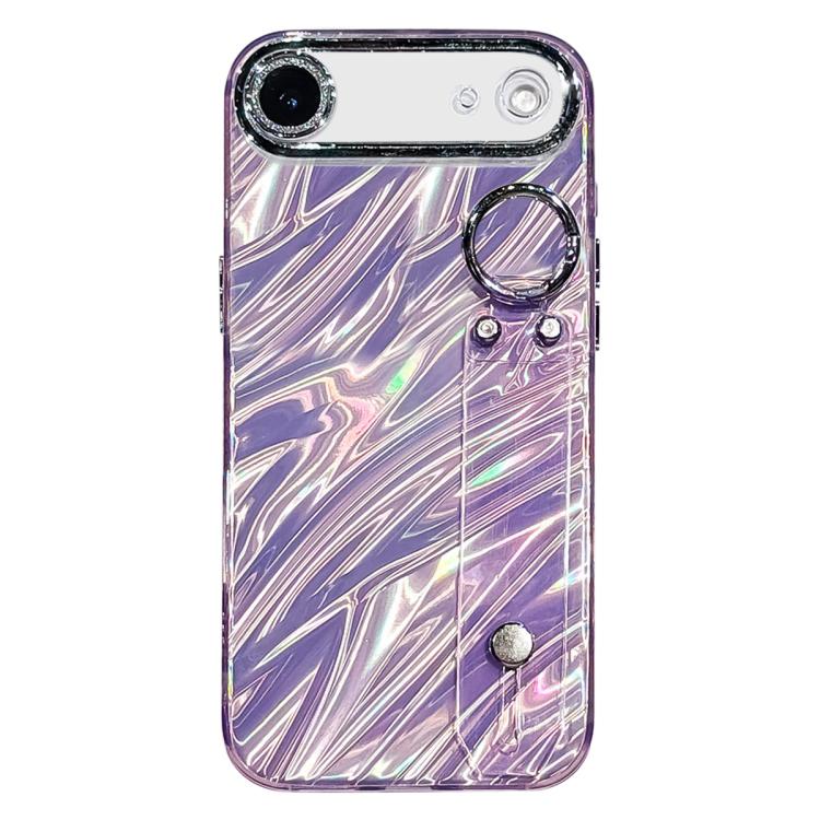 Plating Ripples Texture Wristband Holder TPU Phone Case with Lens Film, For iPhone 17 Pro Max, For iPhone 17 Pro, For iPhone 17, For iPhone Air, For iPhone 16 Pro Max, For iPhone 16 Pro, For iPhone 16 Plus, For iPhone 16