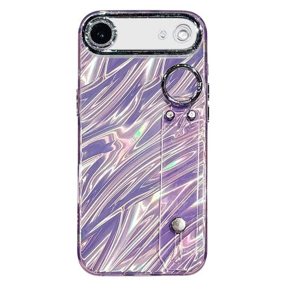 Plating Ripples Texture Wristband Holder TPU Phone Case with Lens Film, For iPhone 17 Pro Max, For iPhone 17 Pro, For iPhone 17, For iPhone Air, For iPhone 16 Pro Max, For iPhone 16 Pro, For iPhone 16 Plus, For iPhone 16
