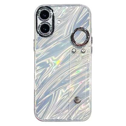Plating Ripples Texture Wristband Holder TPU Phone Case with Lens Film, For iPhone 17 Pro Max, For iPhone 17 Pro, For iPhone 17, For iPhone Air, For iPhone 16 Pro Max, For iPhone 16 Pro, For iPhone 16 Plus, For iPhone 16