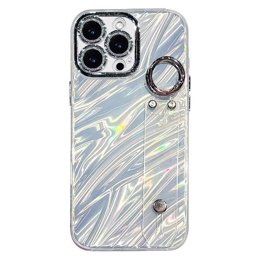 Plating Ripples Texture Wristband Holder TPU Phone Case with Lens Film, For iPhone 15 Pro Max, For iPhone 15 Pro, For iPhone 15, For iPhone 14, For iPhone 14 Pro, For iPhone 14 Pro Max, For iPhone 13 Pro Max, For iPhone 13 Pro