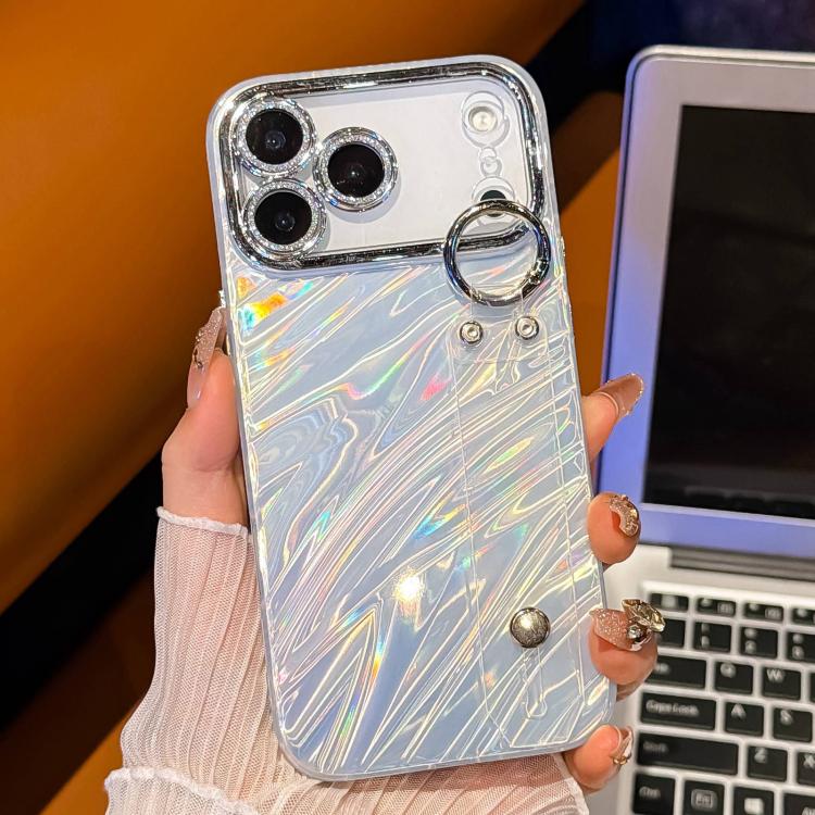 Plating Ripples Texture Wristband Holder TPU Phone Case with Lens Film, For iPhone 15 Pro Max, For iPhone 15 Pro, For iPhone 15, For iPhone 14, For iPhone 14 Pro, For iPhone 14 Pro Max, For iPhone 13 Pro Max, For iPhone 13 Pro