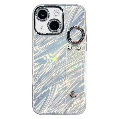 Plating Ripples Texture Wristband Holder TPU Phone Case with Lens Film, For iPhone 15 Pro Max, For iPhone 15 Pro, For iPhone 15, For iPhone 14, For iPhone 14 Pro, For iPhone 14 Pro Max, For iPhone 13 Pro Max, For iPhone 13 Pro
