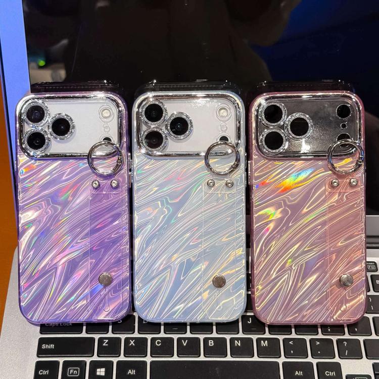 Plating Ripples Texture Wristband Holder TPU Phone Case with Lens Film, For iPhone 17 Pro Max, For iPhone 17 Pro, For iPhone 17, For iPhone Air, For iPhone 16 Pro Max, For iPhone 16 Pro, For iPhone 16 Plus, For iPhone 16