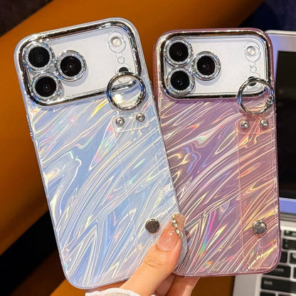 Plating Ripples Texture Wristband Holder TPU Phone Case with Lens Film, For iPhone 17 Pro Max, For iPhone 17 Pro, For iPhone 17, For iPhone Air, For iPhone 16 Pro Max, For iPhone 16 Pro, For iPhone 16 Plus, For iPhone 16