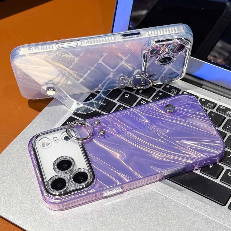 Plating Ripples Texture Wristband Holder TPU Phone Case with Lens Film, For iPhone 17 Pro Max, For iPhone 17 Pro, For iPhone 17, For iPhone Air, For iPhone 16 Pro Max, For iPhone 16 Pro, For iPhone 16 Plus, For iPhone 16