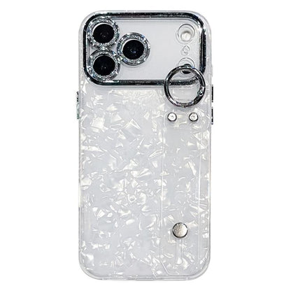 Plating Shell Texture Wristband Holder TPU Phone Case with Lens Film, For iPhone 17 Pro Max, For iPhone 17 Pro, For iPhone 17, For iPhone Air, For iPhone 16 Pro Max, For iPhone 16 Pro, For iPhone 16 Plus, For iPhone 16