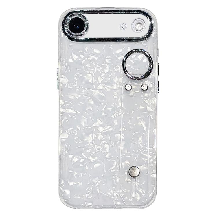 Plating Shell Texture Wristband Holder TPU Phone Case with Lens Film, For iPhone 17 Pro Max, For iPhone 17 Pro, For iPhone 17, For iPhone Air, For iPhone 16 Pro Max, For iPhone 16 Pro, For iPhone 16 Plus, For iPhone 16