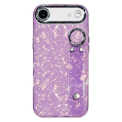 Plating Shell Texture Wristband Holder TPU Phone Case with Lens Film, For iPhone 17 Pro Max, For iPhone 17 Pro, For iPhone 17, For iPhone Air, For iPhone 16 Pro Max, For iPhone 16 Pro, For iPhone 16 Plus, For iPhone 16