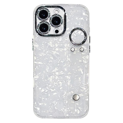 Plating Shell Texture Wristband Holder TPU Phone Case with Lens Film, For iPhone 17 Pro Max, For iPhone 17 Pro, For iPhone 17, For iPhone Air, For iPhone 16 Pro Max, For iPhone 16 Pro, For iPhone 16 Plus, For iPhone 16
