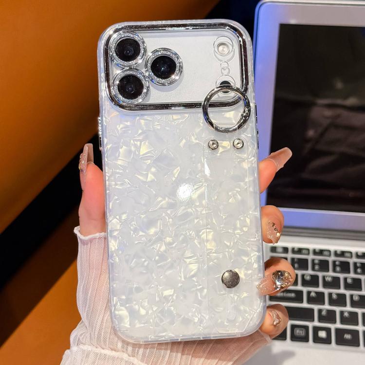 Plating Shell Texture Wristband Holder TPU Phone Case with Lens Film, For iPhone 13