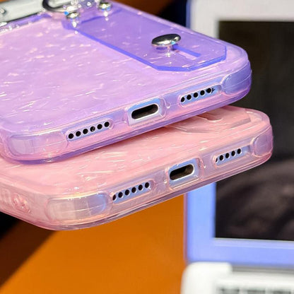 Plating Shell Texture Wristband Holder TPU Phone Case with Lens Film, For iPhone 13
