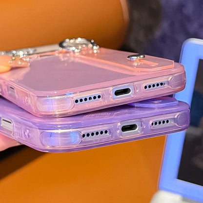 Plating Feather Texture Wristband Holder TPU Phone Case with Lens Film, For iPhone 13