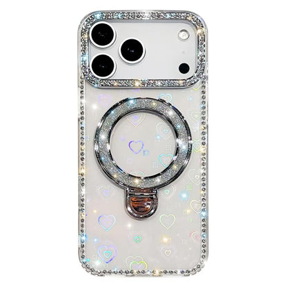 Rhinestone Glitter Kickstand Dual-side IMD Phone Case, For iPhone 17 Pro Max, For iPhone 17 Pro, For iPhone 17, For iPhone Air