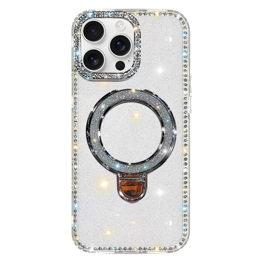 Rhinestone Glitter Kickstand Dual-side IMD Phone Case, For iPhone 16 Pro Max, For iPhone 16 Pro, For iPhone 16 Plus, For iPhone 16