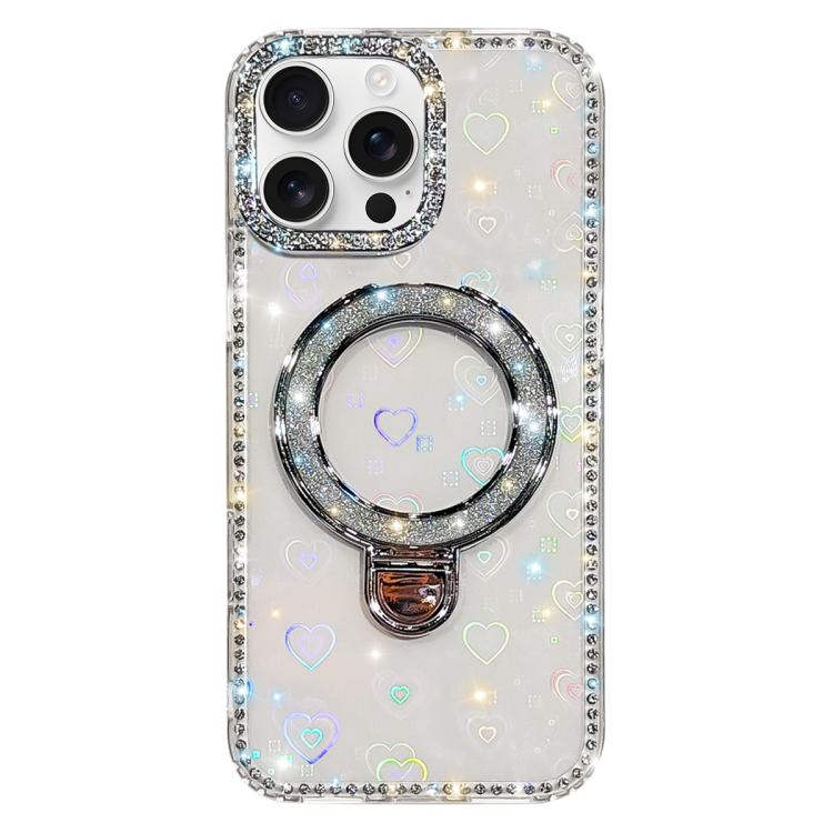 Rhinestone Glitter Kickstand Dual-side IMD Phone Case, For iPhone 16 Pro Max, For iPhone 16 Pro, For iPhone 16 Plus, For iPhone 16