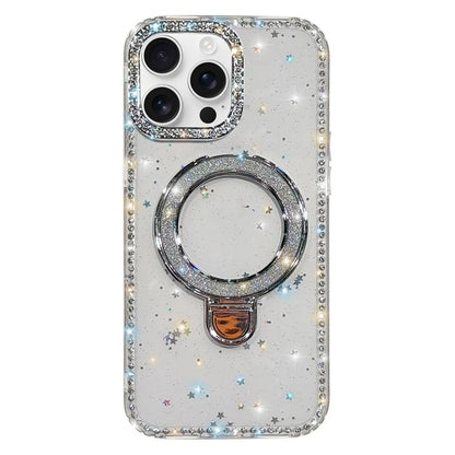 Rhinestone Glitter Kickstand Dual-side IMD Phone Case, For iPhone 16 Pro Max, For iPhone 16 Pro, For iPhone 16 Plus, For iPhone 16