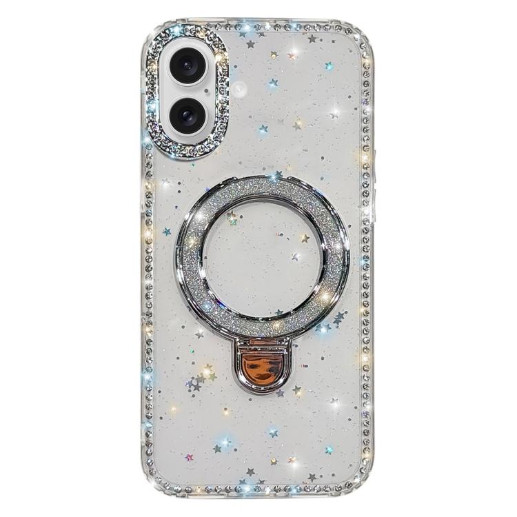 Rhinestone Glitter Kickstand Dual-side IMD Phone Case, For iPhone 16 Pro Max, For iPhone 16 Pro, For iPhone 16 Plus, For iPhone 16