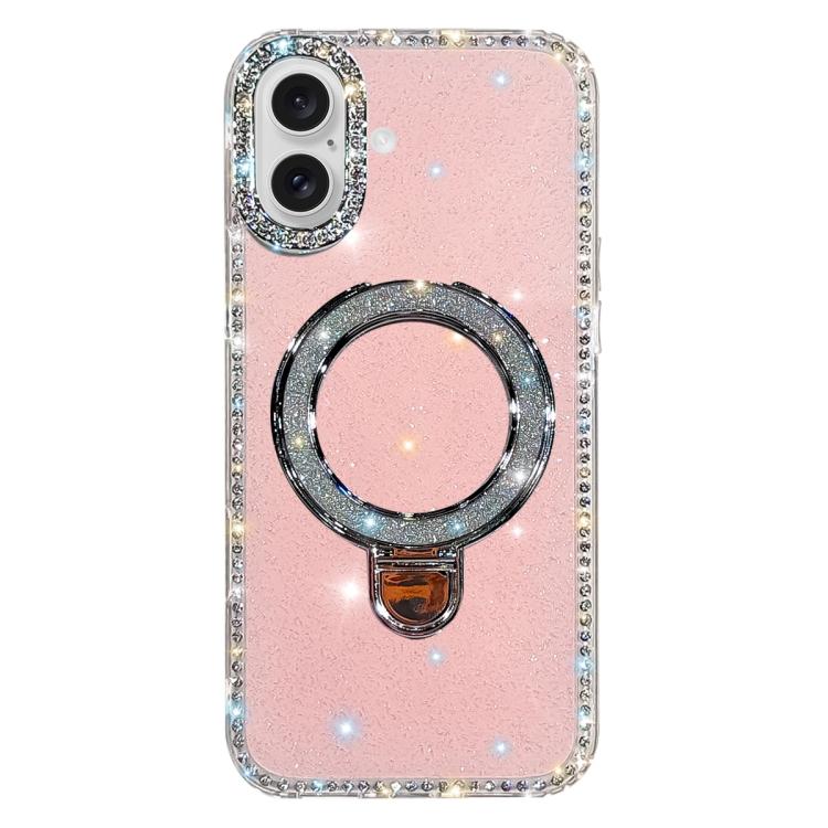 Rhinestone Glitter Kickstand Dual-side IMD Phone Case, For iPhone 16 Pro Max, For iPhone 16 Pro, For iPhone 16 Plus, For iPhone 16