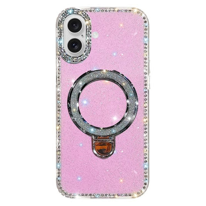 Rhinestone Glitter Kickstand Dual-side IMD Phone Case, For iPhone 16 Pro Max, For iPhone 16 Pro, For iPhone 16 Plus, For iPhone 16