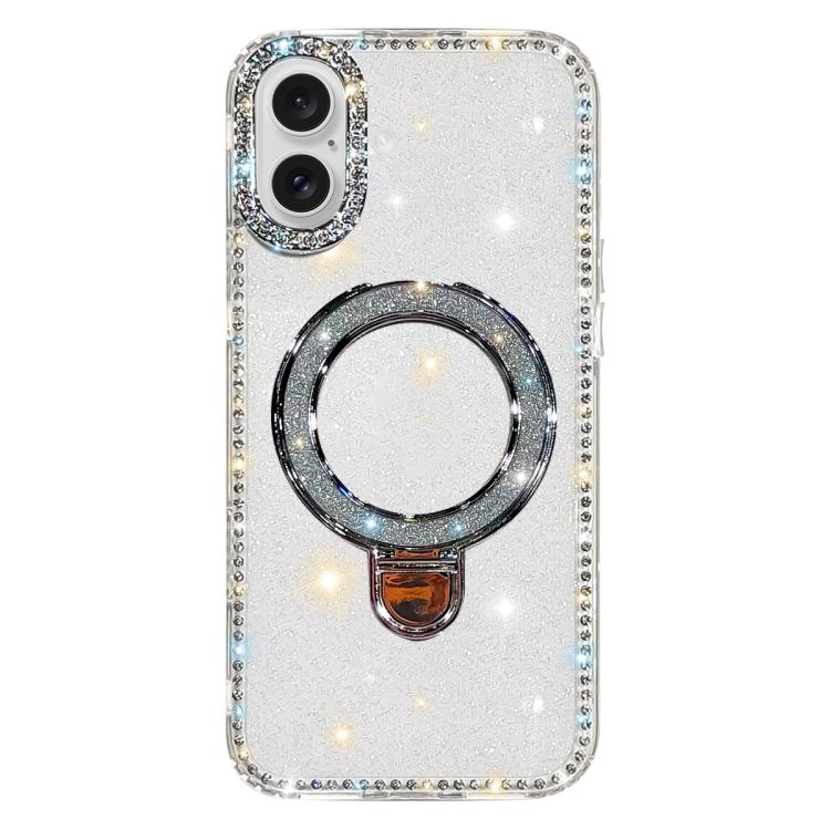 Rhinestone Glitter Kickstand Dual-side IMD Phone Case, For iPhone 16 Pro Max, For iPhone 16 Pro, For iPhone 16 Plus, For iPhone 16