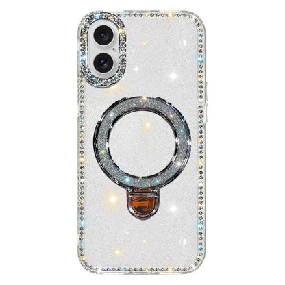 Rhinestone Glitter Kickstand Dual-side IMD Phone Case, For iPhone 16 Pro Max, For iPhone 16 Pro, For iPhone 16 Plus, For iPhone 16