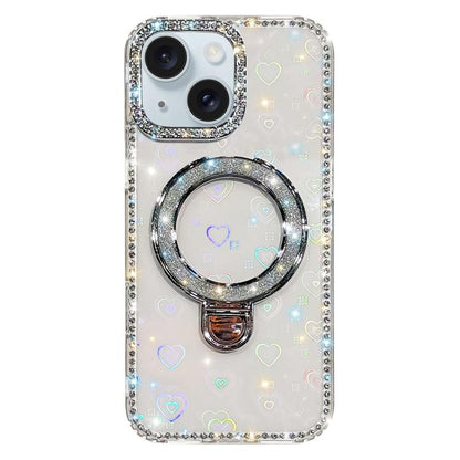 Rhinestone Glitter Kickstand Dual-side IMD Phone Case, For iPhone 15 Pro Max, For iPhone 15 Pro, For iPhone 15, For iPhone 14
