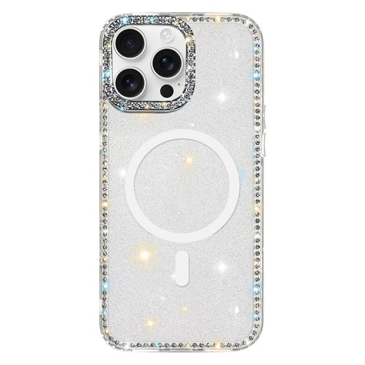 Rhinestone Dual-side IMD PC Hybrid TPU Magnetic Phone Case, For iPhone 16 Pro Max, For iPhone 16 Pro, For iPhone 16 Plus, For iPhone 16