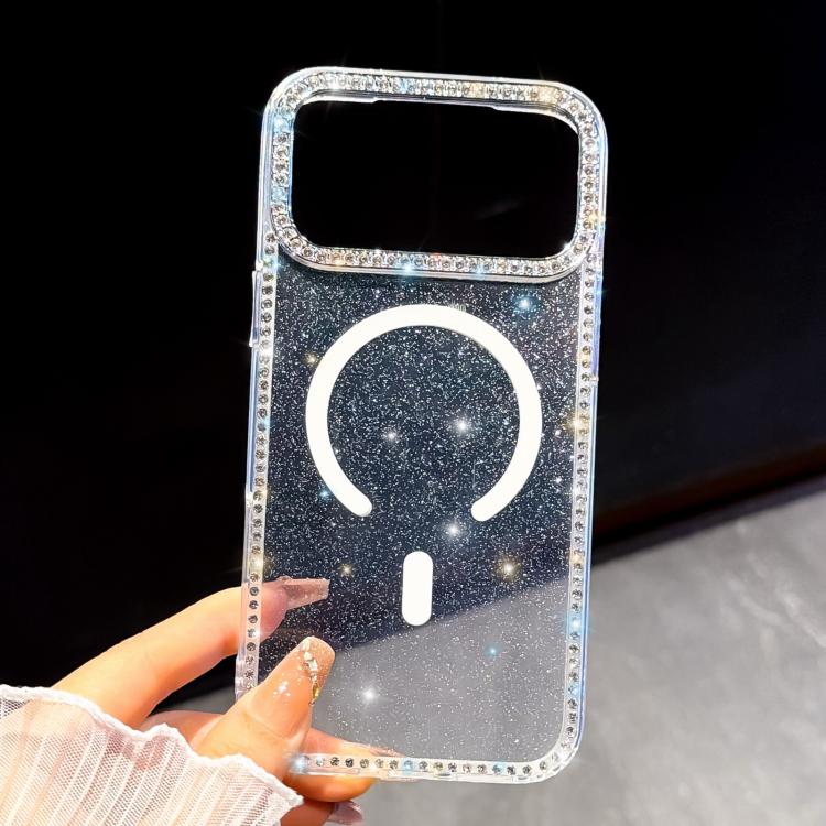 Rhinestone Dual-side IMD PC Hybrid TPU Magnetic Phone Case, For iPhone 16 Pro Max, For iPhone 16 Pro, For iPhone 16 Plus, For iPhone 16