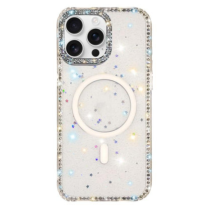 Rhinestone Dual-side IMD PC Hybrid TPU Magnetic Phone Case, For iPhone 16 Pro Max, For iPhone 16 Pro, For iPhone 16 Plus, For iPhone 16