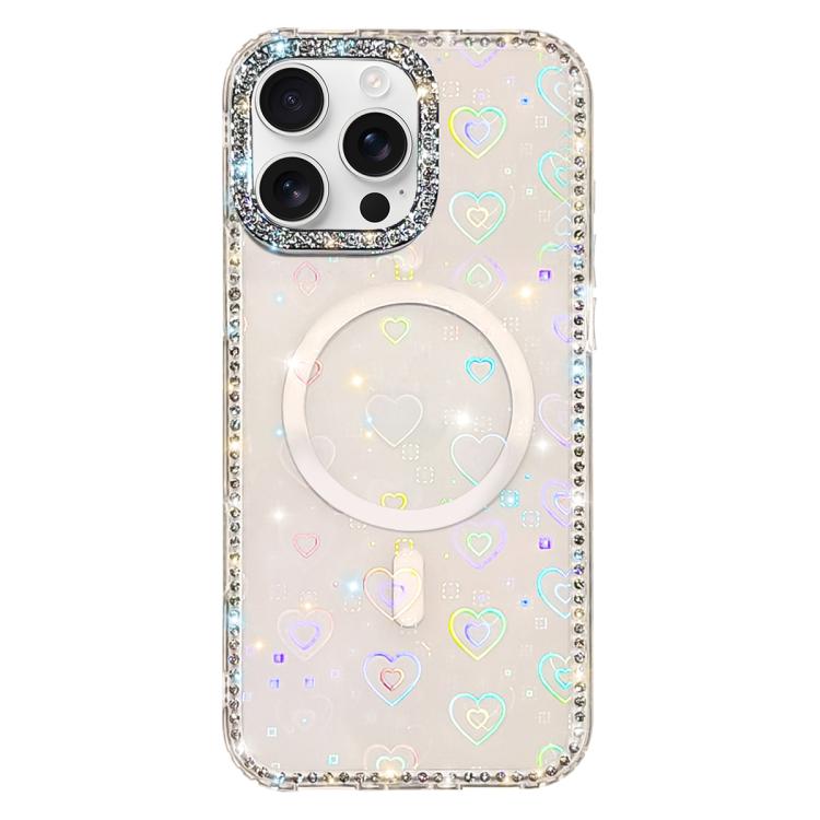 Rhinestone Dual-side IMD PC Hybrid TPU Magnetic Phone Case, For iPhone 16 Pro Max, For iPhone 16 Pro, For iPhone 16 Plus, For iPhone 16