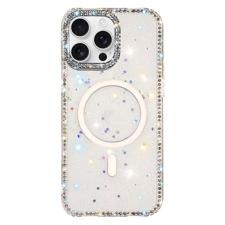 Rhinestone Dual-side IMD PC Hybrid TPU Magnetic Phone Case, For iPhone 16 Pro Max, For iPhone 16 Pro, For iPhone 16 Plus, For iPhone 16