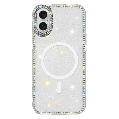 Rhinestone Dual-side IMD PC Hybrid TPU Magnetic Phone Case, For iPhone 16 Pro Max, For iPhone 16 Pro, For iPhone 16 Plus, For iPhone 16