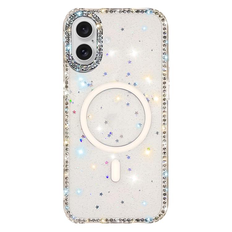 Rhinestone Dual-side IMD PC Hybrid TPU Magnetic Phone Case, For iPhone 16 Pro Max, For iPhone 16 Pro, For iPhone 16 Plus, For iPhone 16