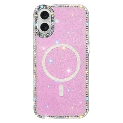 Rhinestone Dual-side IMD PC Hybrid TPU Magnetic Phone Case, For iPhone 16 Pro Max, For iPhone 16 Pro, For iPhone 16 Plus, For iPhone 16