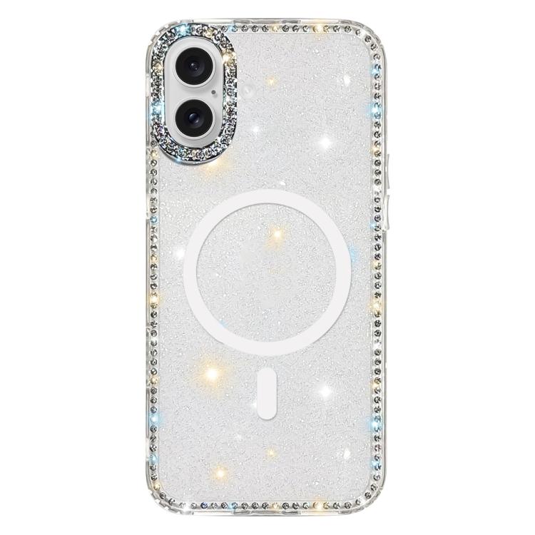 Rhinestone Dual-side IMD PC Hybrid TPU Magnetic Phone Case, For iPhone 16 Pro Max, For iPhone 16 Pro, For iPhone 16 Plus, For iPhone 16