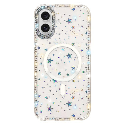 Rhinestone Dual-side IMD PC Hybrid TPU Magnetic Phone Case, For iPhone 16 Pro Max, For iPhone 16 Pro, For iPhone 16 Plus, For iPhone 16