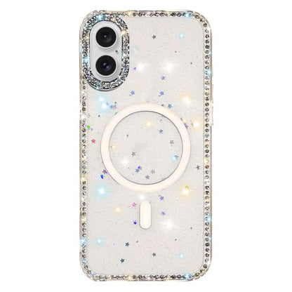 Rhinestone Dual-side IMD PC Hybrid TPU Magnetic Phone Case, For iPhone 16 Pro Max, For iPhone 16 Pro, For iPhone 16 Plus, For iPhone 16