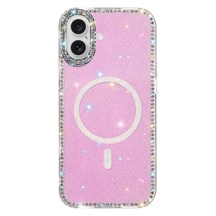 Rhinestone Dual-side IMD PC Hybrid TPU Magnetic Phone Case, For iPhone 16 Pro Max, For iPhone 16 Pro, For iPhone 16 Plus, For iPhone 16