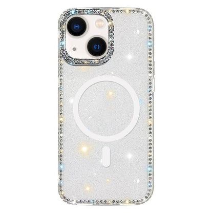 Rhinestone Dual-side IMD PC Hybrid TPU Magnetic Phone Case, For iPhone 13