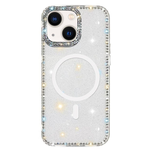 Rhinestone Dual-side IMD PC Hybrid TPU Magnetic Phone Case, For iPhone 13
