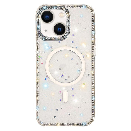 Rhinestone Dual-side IMD PC Hybrid TPU Magnetic Phone Case, For iPhone 13