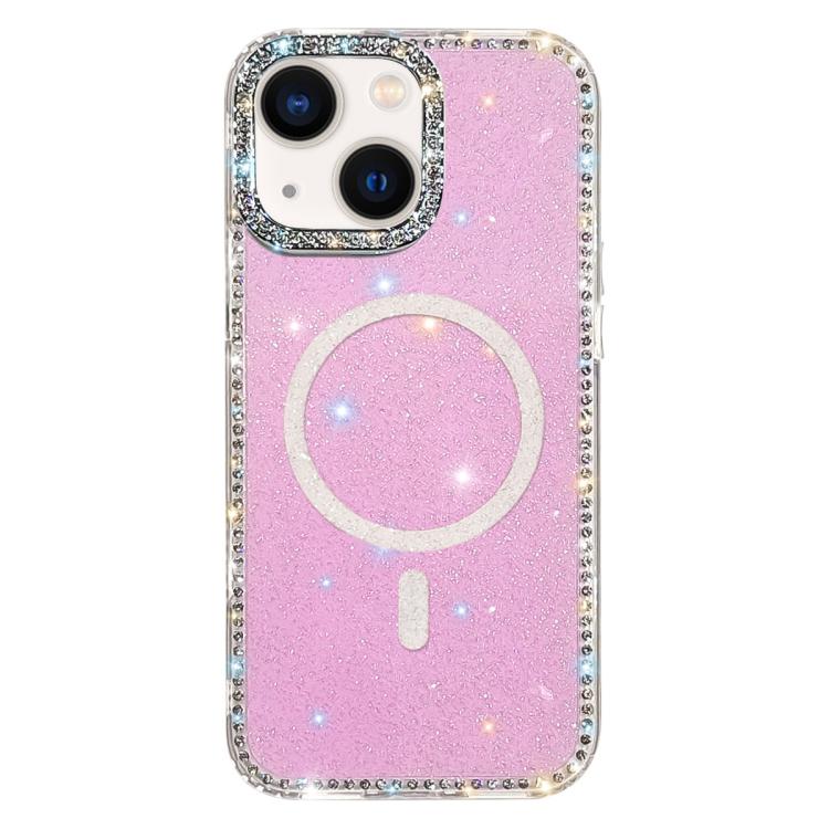 Rhinestone Dual-side IMD PC Hybrid TPU Magnetic Phone Case, For iPhone 13
