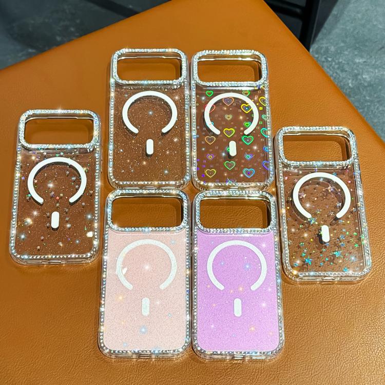 Rhinestone Dual-side IMD PC Hybrid TPU Magnetic Phone Case, For iPhone 14 Pro, For iPhone 14 Pro Max, For iPhone 13 Pro Max, For iPhone 13 Pro