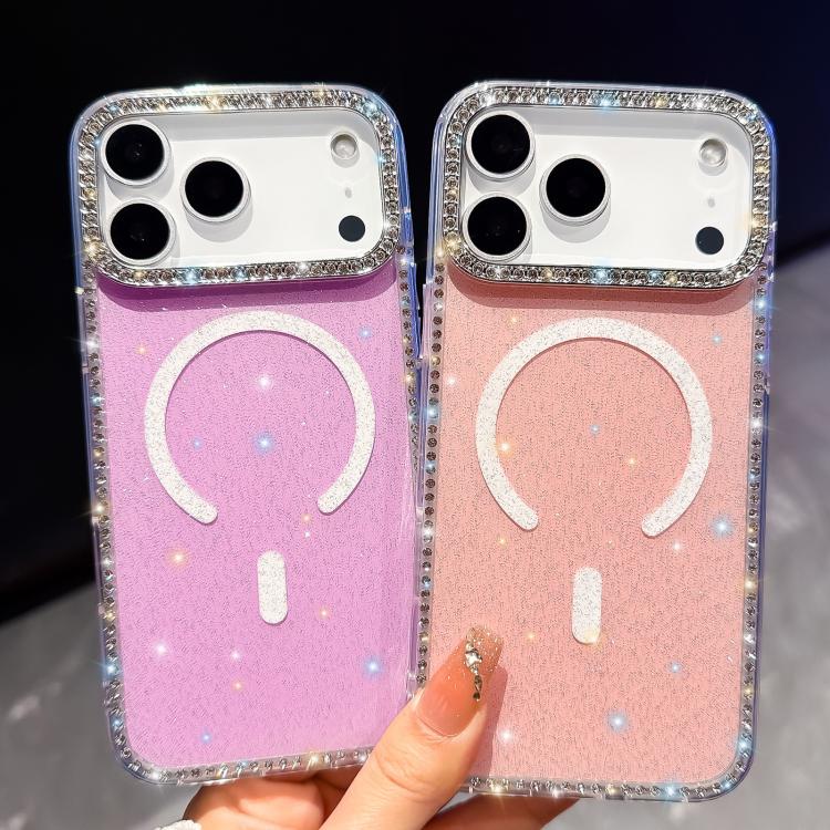 Rhinestone Dual-side IMD PC Hybrid TPU Magnetic Phone Case, For iPhone 13
