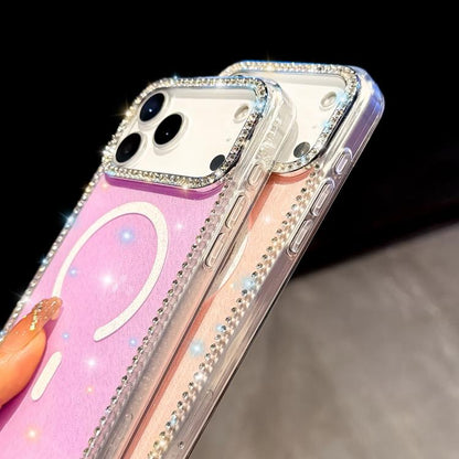 Rhinestone Dual-side IMD PC Hybrid TPU Magnetic Phone Case, For iPhone 16 Pro Max, For iPhone 16 Pro, For iPhone 16 Plus, For iPhone 16
