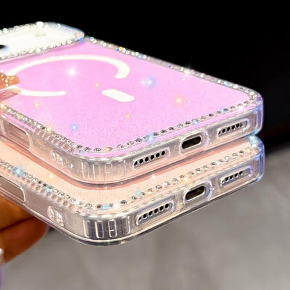 Rhinestone Dual-side IMD PC Hybrid TPU Magnetic Phone Case, For iPhone 14 Pro, For iPhone 14 Pro Max, For iPhone 13 Pro Max, For iPhone 13 Pro