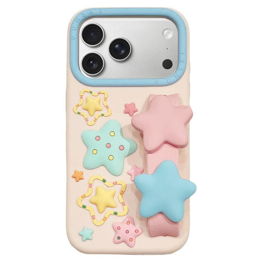 Macaron Tones 3D Star TPU Phone Case with Star Wrist Strap, For iPhone 17 Pro Max, For iPhone 17 Pro, For iPhone 17, For iPhone 16 Pro Max, For iPhone 16 Pro, For iPhone 16, For iPhone 15 Pro Max, For iPhone 15 Plus, For iPhone 15, For iPhone 14 Plus