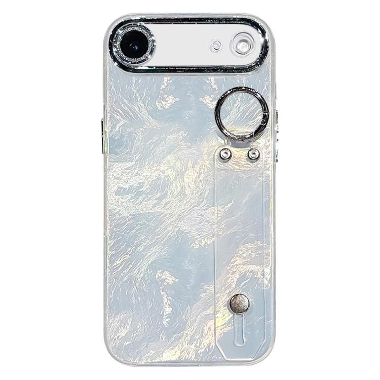 Plating Foil-like Metallic Texture Wristband Holder TPU Phone Case with Lens Film, For iPhone 17 Pro Max, For iPhone 17 Pro, For iPhone 17, For iPhone Air, For iPhone 16 Pro Max, For iPhone 16 Pro, For iPhone 16 Plus, For iPhone 16